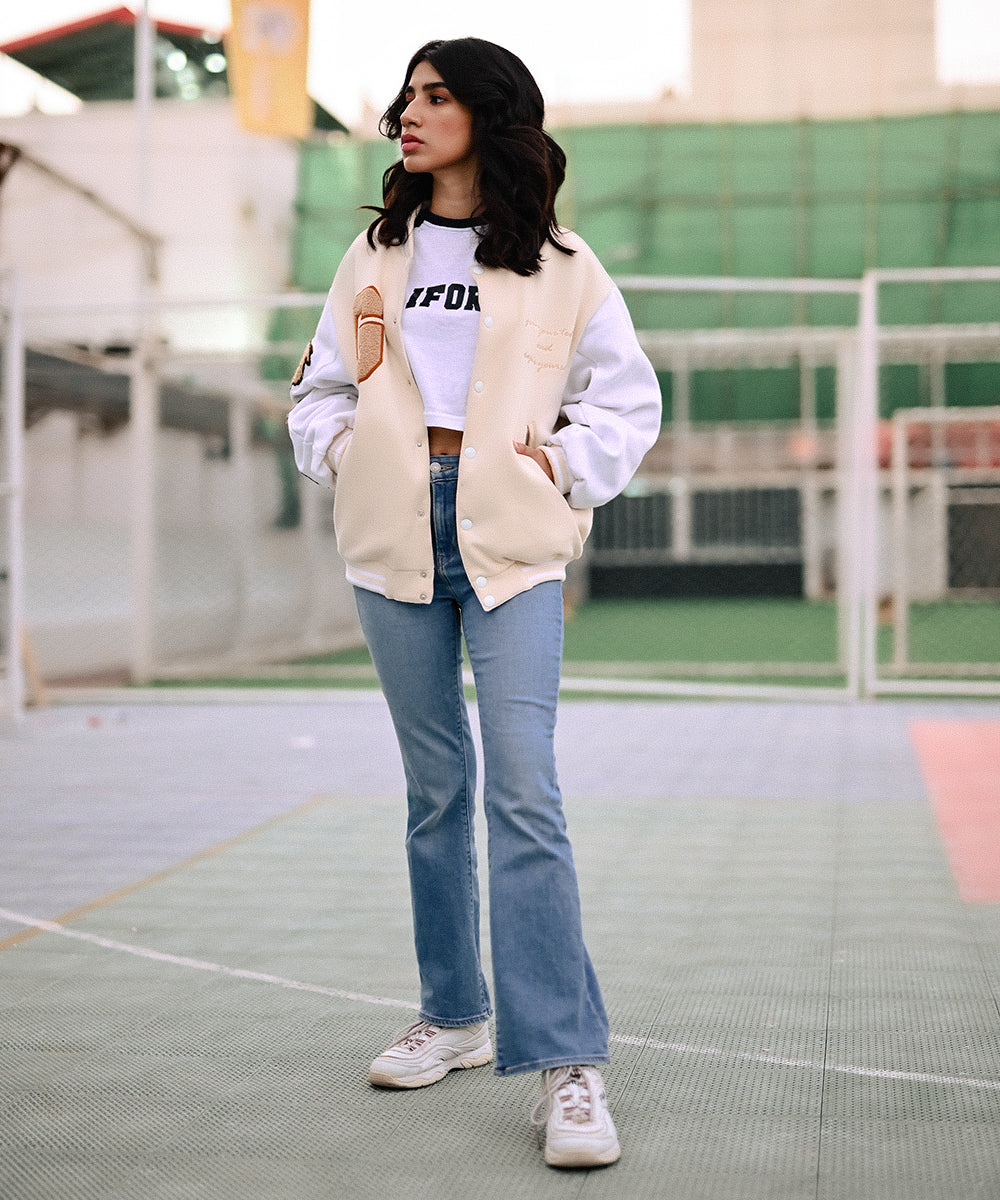 The Wild Beige Evo Jacket | Varsity Jacket | Women | Evo Wardrobe