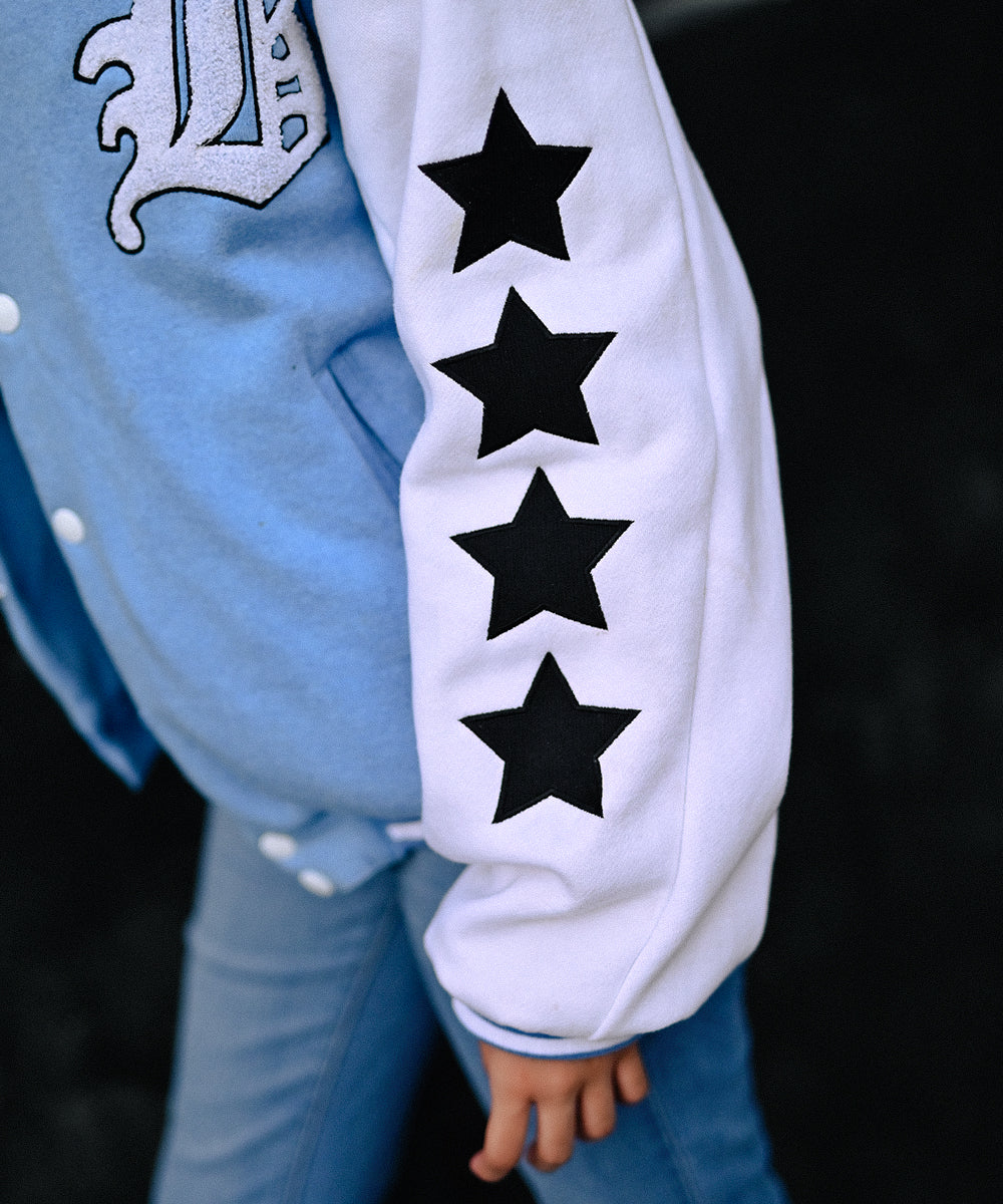 LA Sky Blue Letterman Jacket | Varsity Jackets | Evo Wardrobe | Unisex