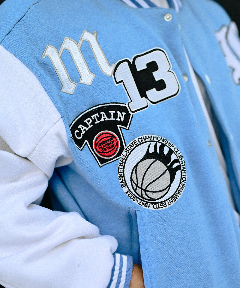 LA Sky Blue Letterman Jacket | Varsity Jackets | Evo Wardrobe | Unisex