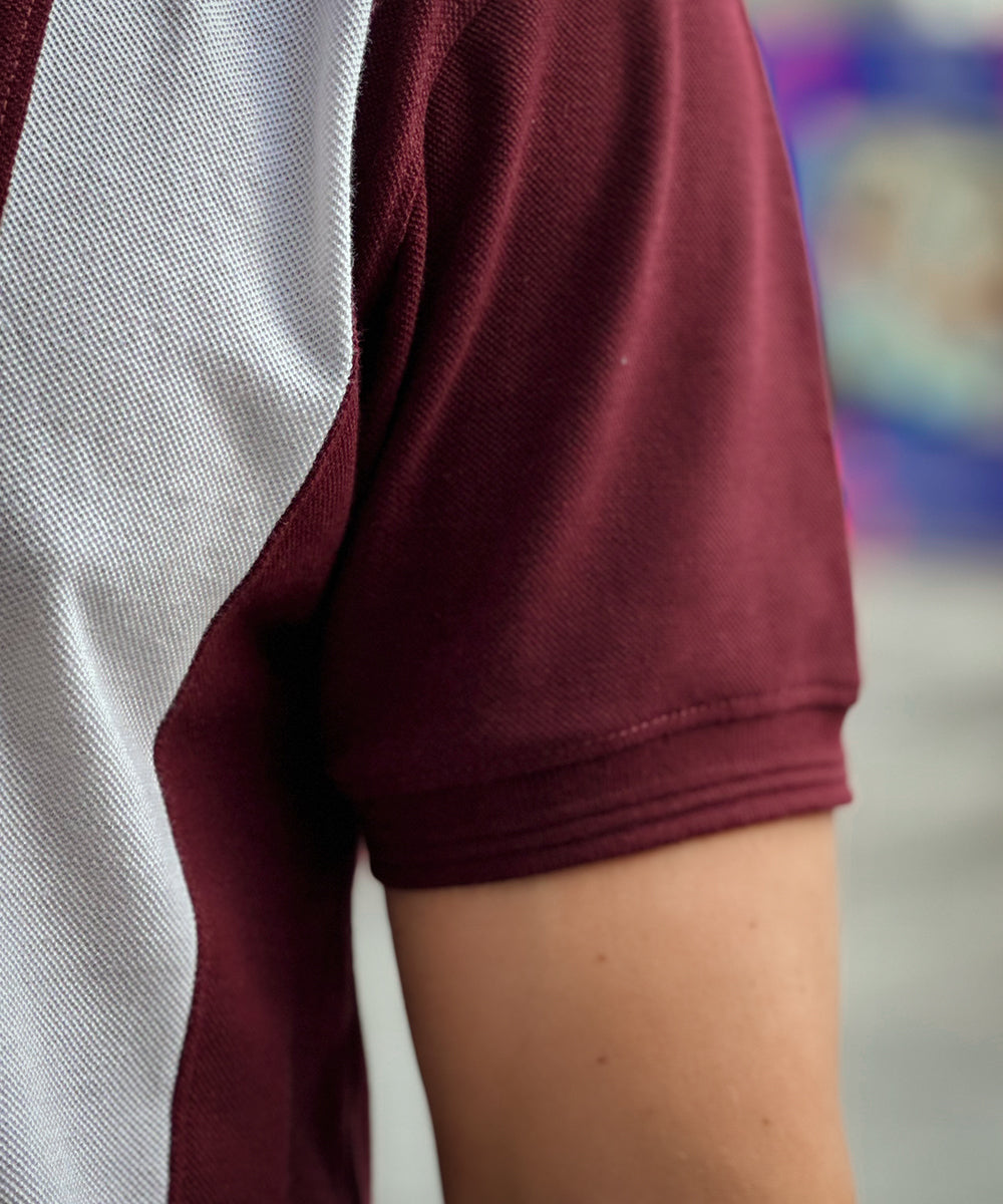 Maroon Reverie Evo Men Maroon and White Button Down Polo