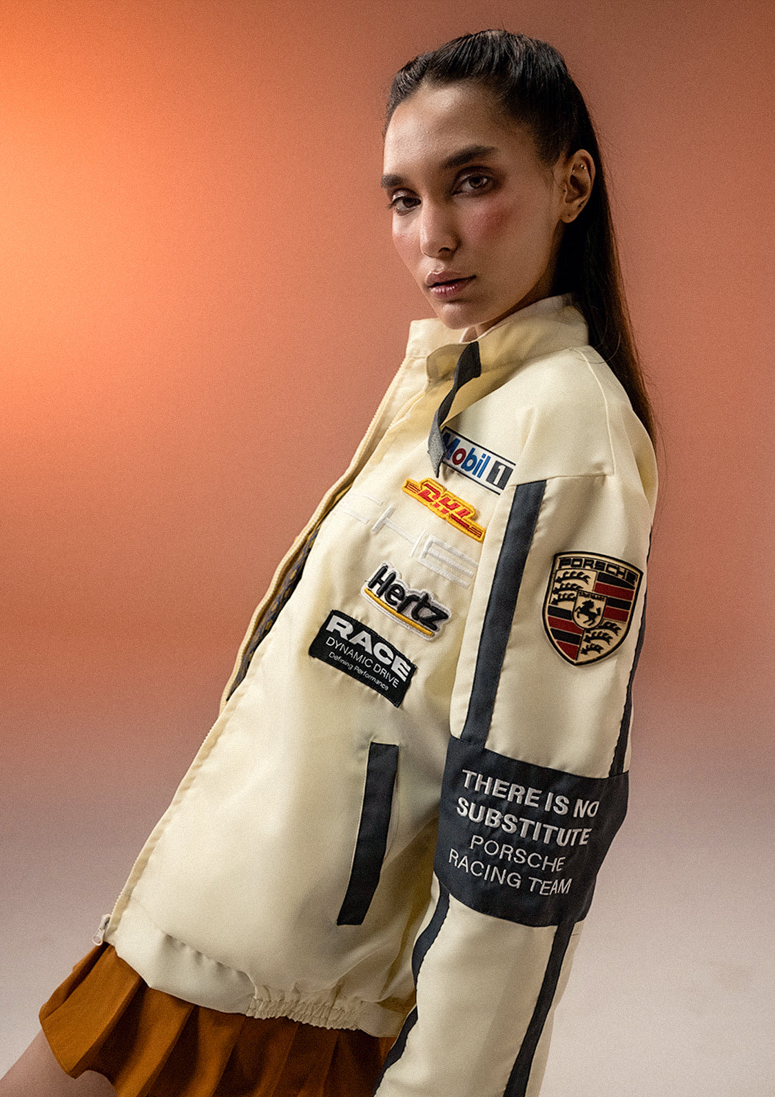 Evo Unisex Apex Racer Beige & Grey Racer Jacket