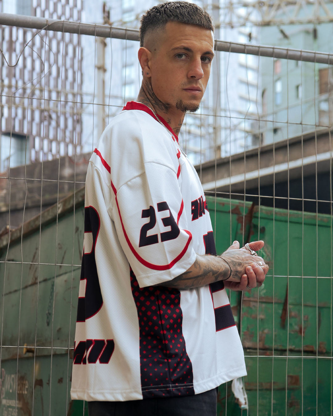 Evo Starborn: Oversized Red & White All-Star Streetwear Jersey
