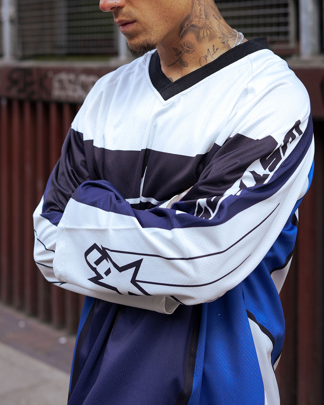 Evo Nova: Oversized Navy & White Streetwear Jersey