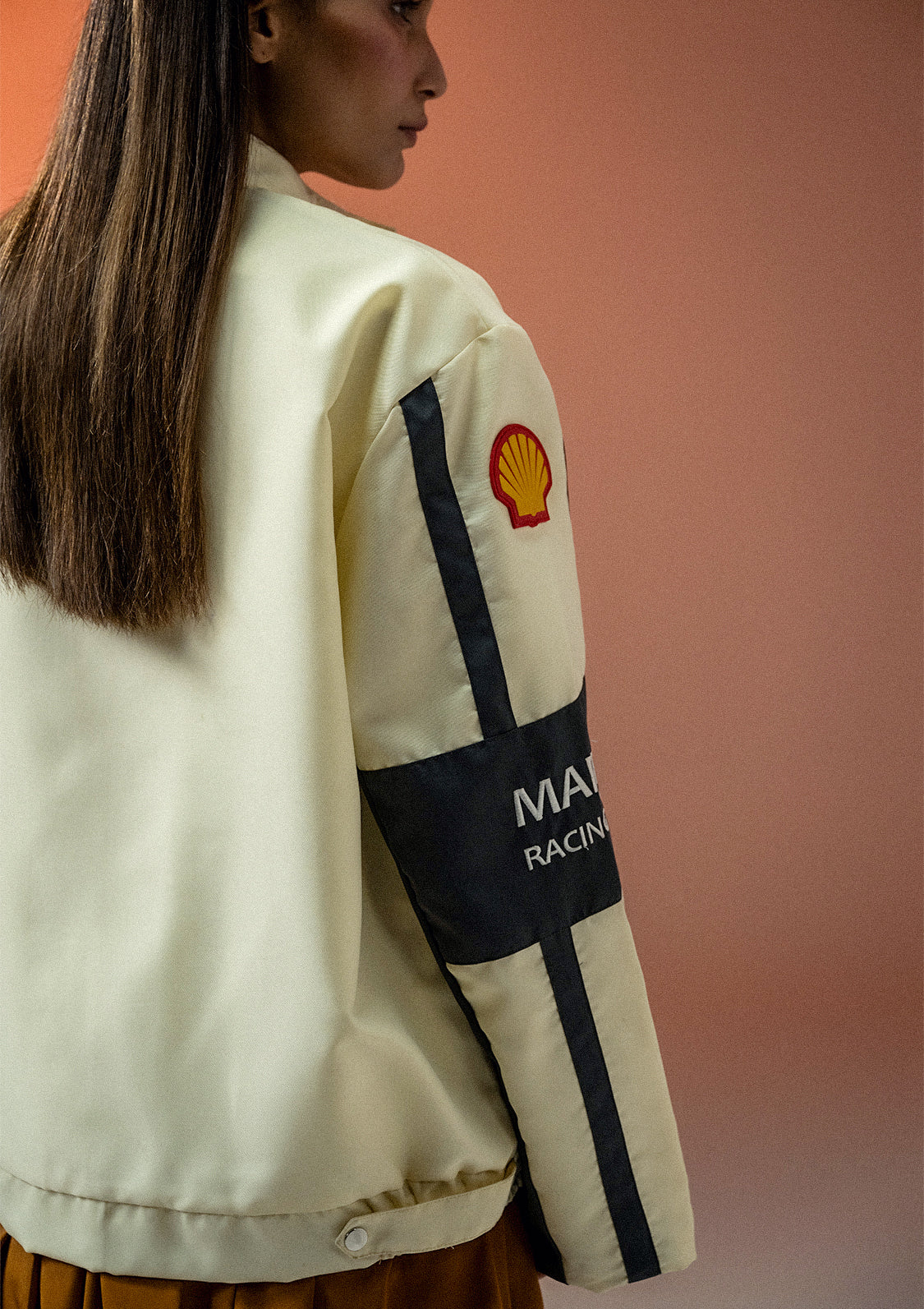 Evo Unisex Apex Racer Beige & Grey Racer Jacket