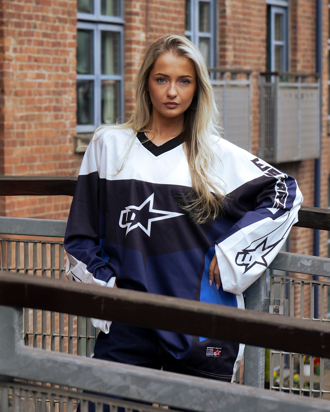 Evo Nova: Oversized Navy & White Streetwear Jersey