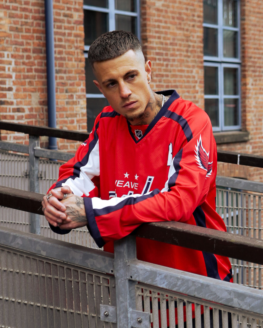 Evo- The Division: Oversized Red & Navy Varsity Streetwear Jersey