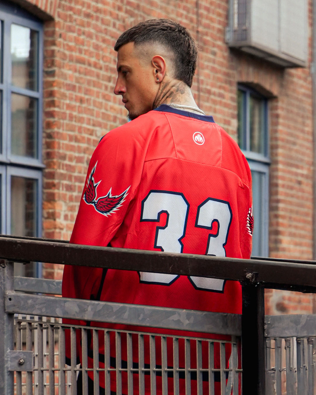 Evo- The Division: Oversized Red & Navy Varsity Streetwear Jersey
