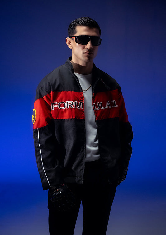 Evo Unisex Black & Red Racer Jacket