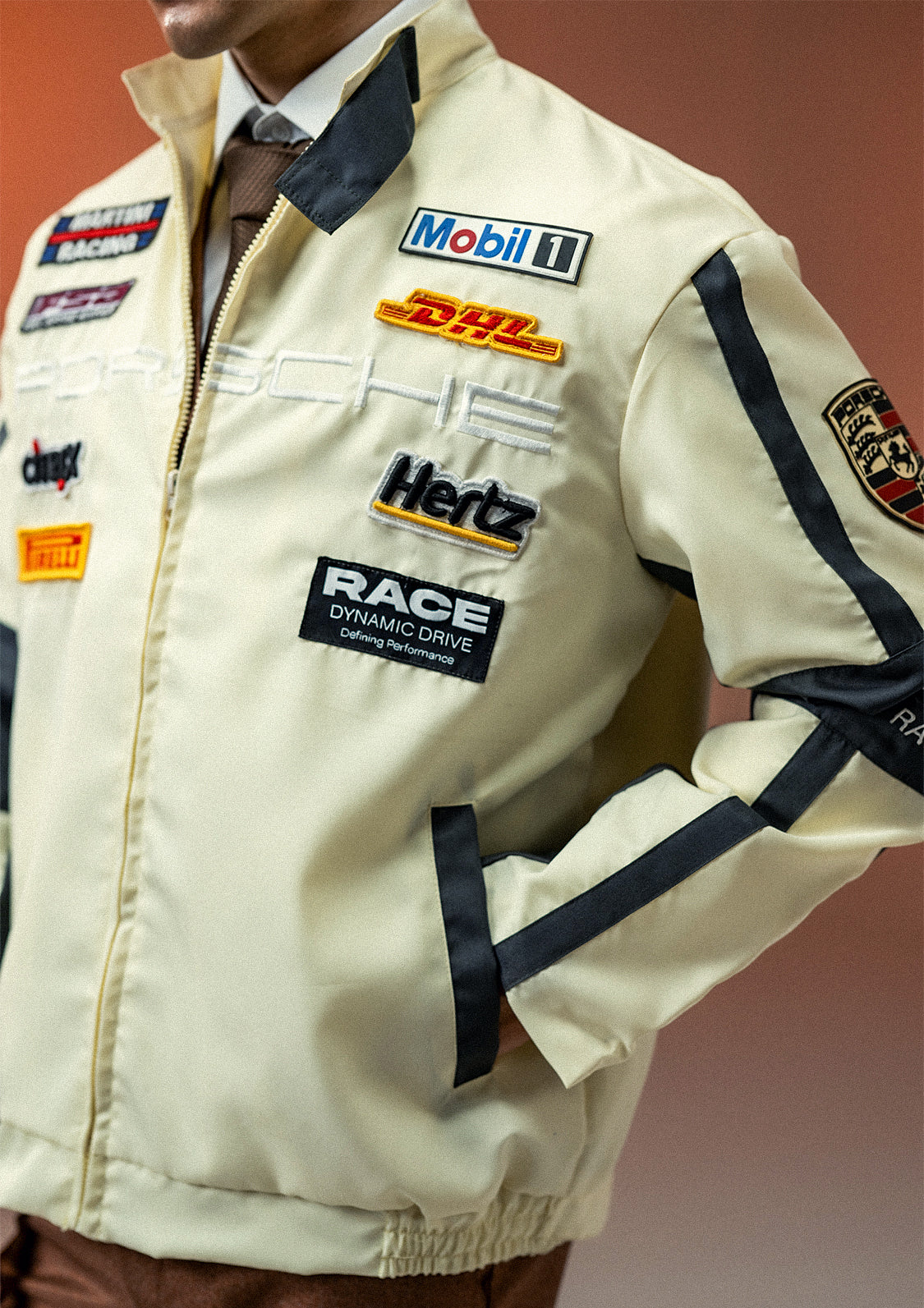 Evo Unisex Apex Racer Beige & Grey Racer Jacket