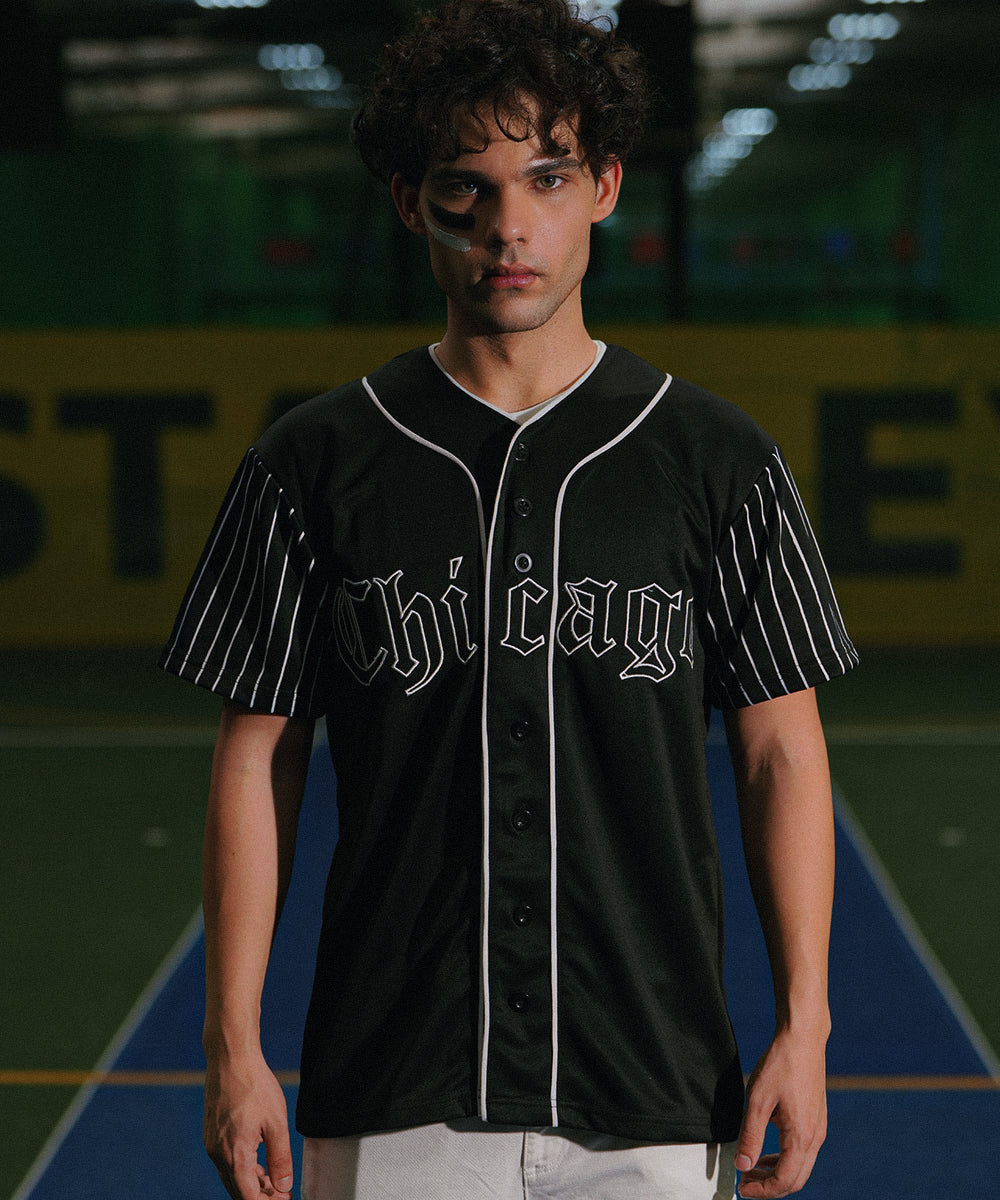Unisex Evo Stripe Chicago (Black) Baseball Jersey
