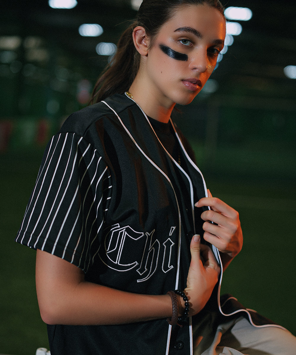 Unisex Evo Stripe Chicago (Black) Baseball Jersey