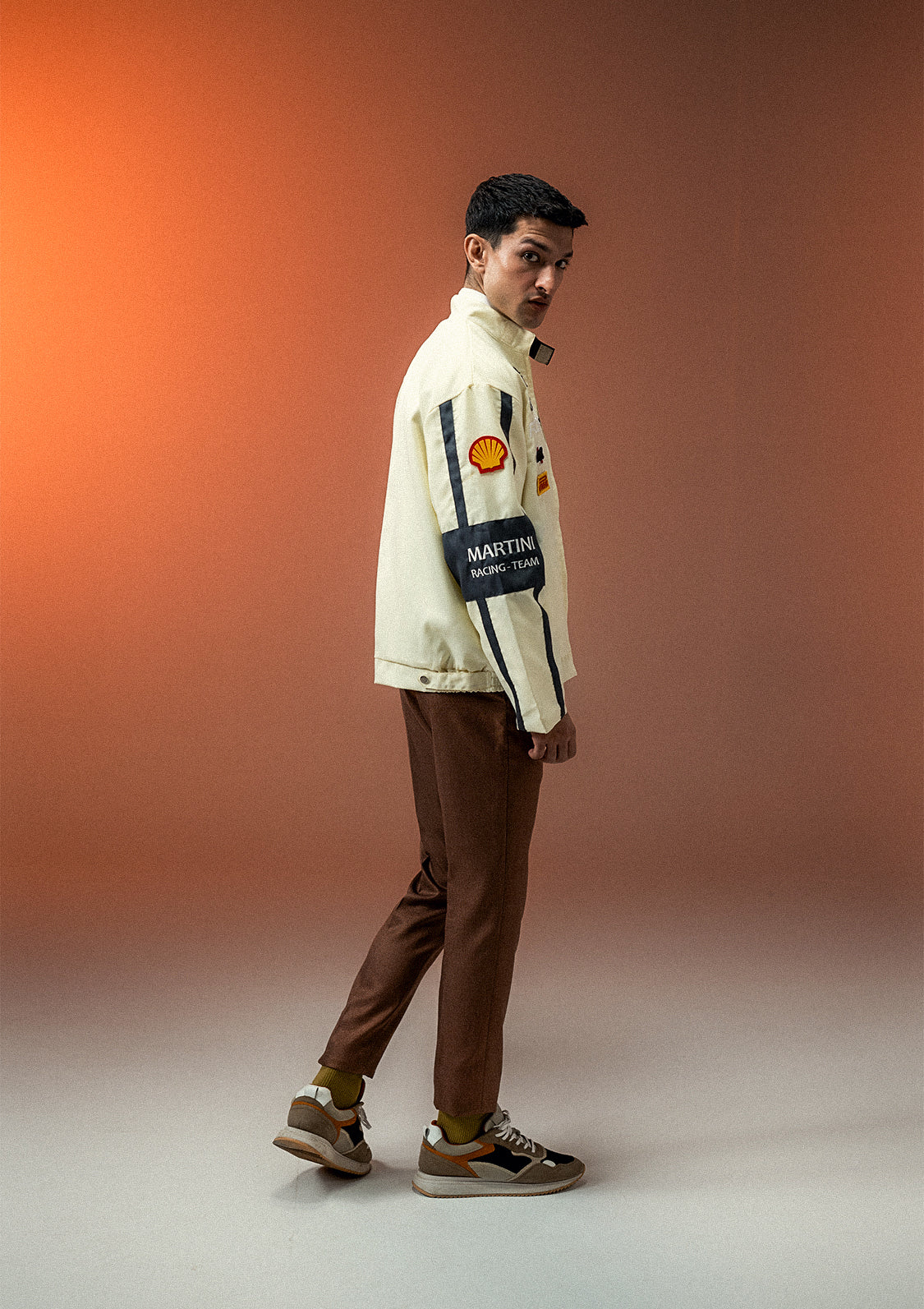 Evo Unisex Apex Racer Beige & Grey Racer Jacket