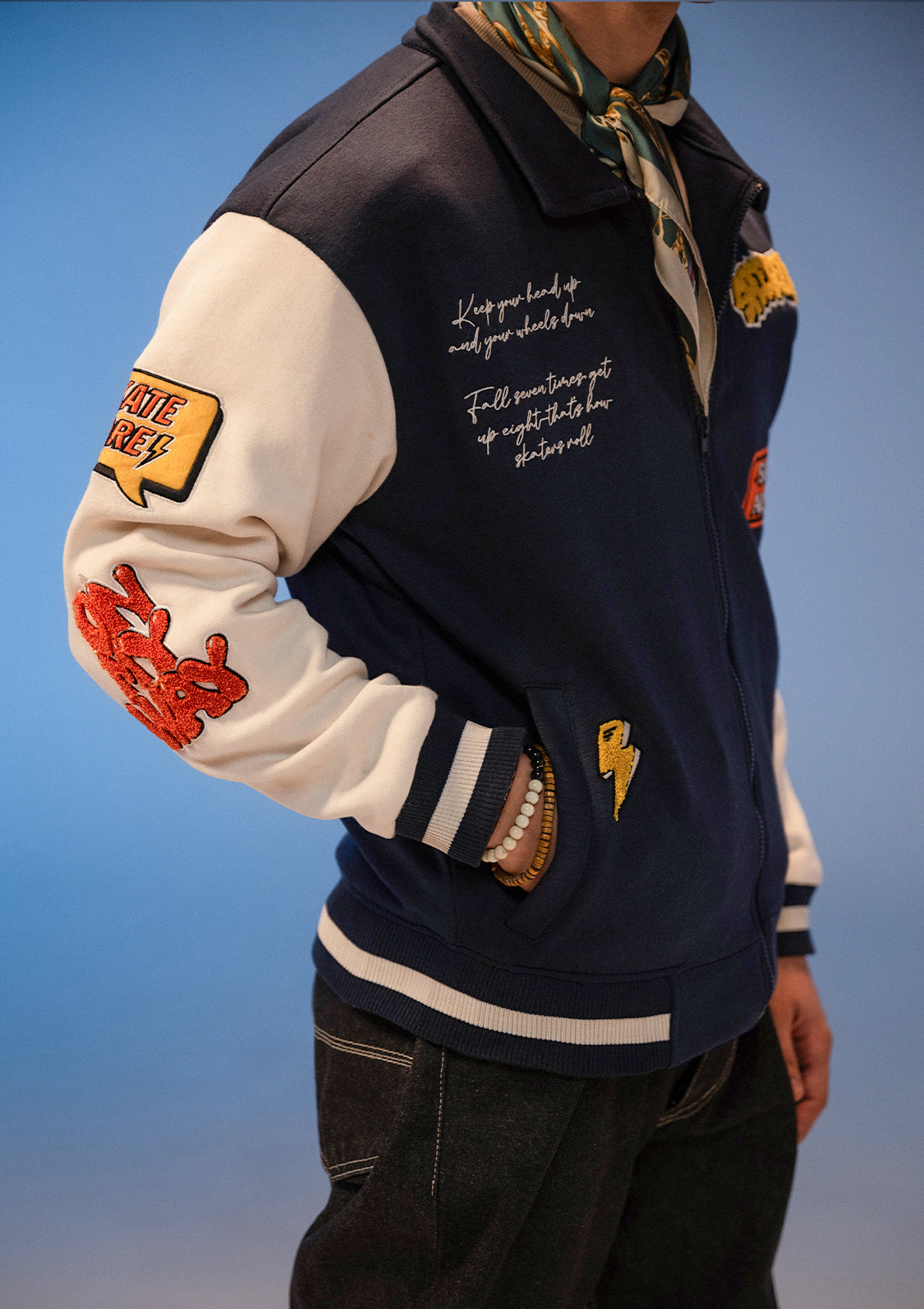 Unisex Evo Force Navy Blue Varsity Jacket