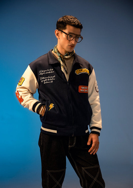 Unisex Evo Force Navy Blue Varsity Jacket