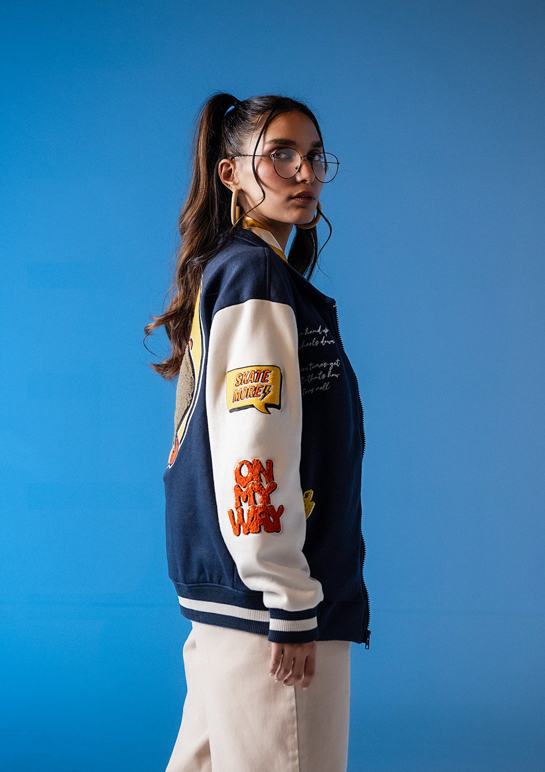 Unisex Evo Force Navy Blue Varsity Jacket