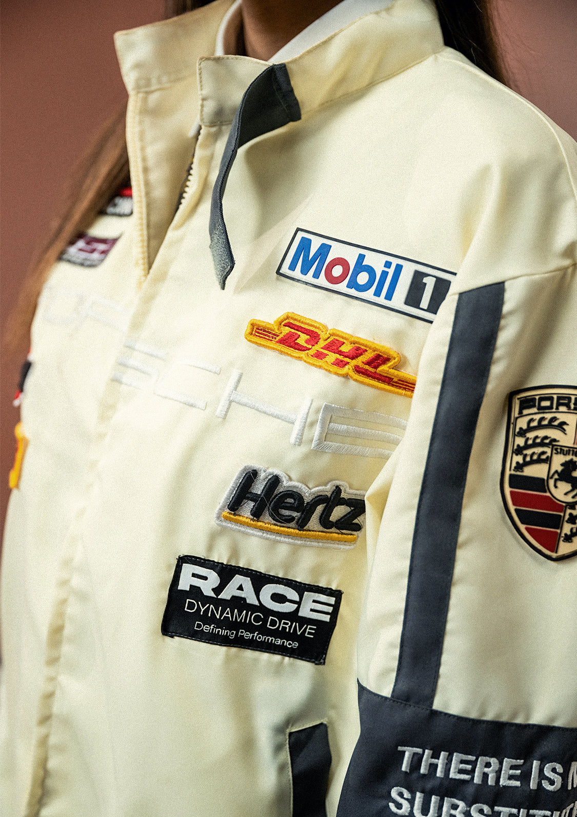 Evo Unisex Apex Racer Beige & Grey Racer Jacket