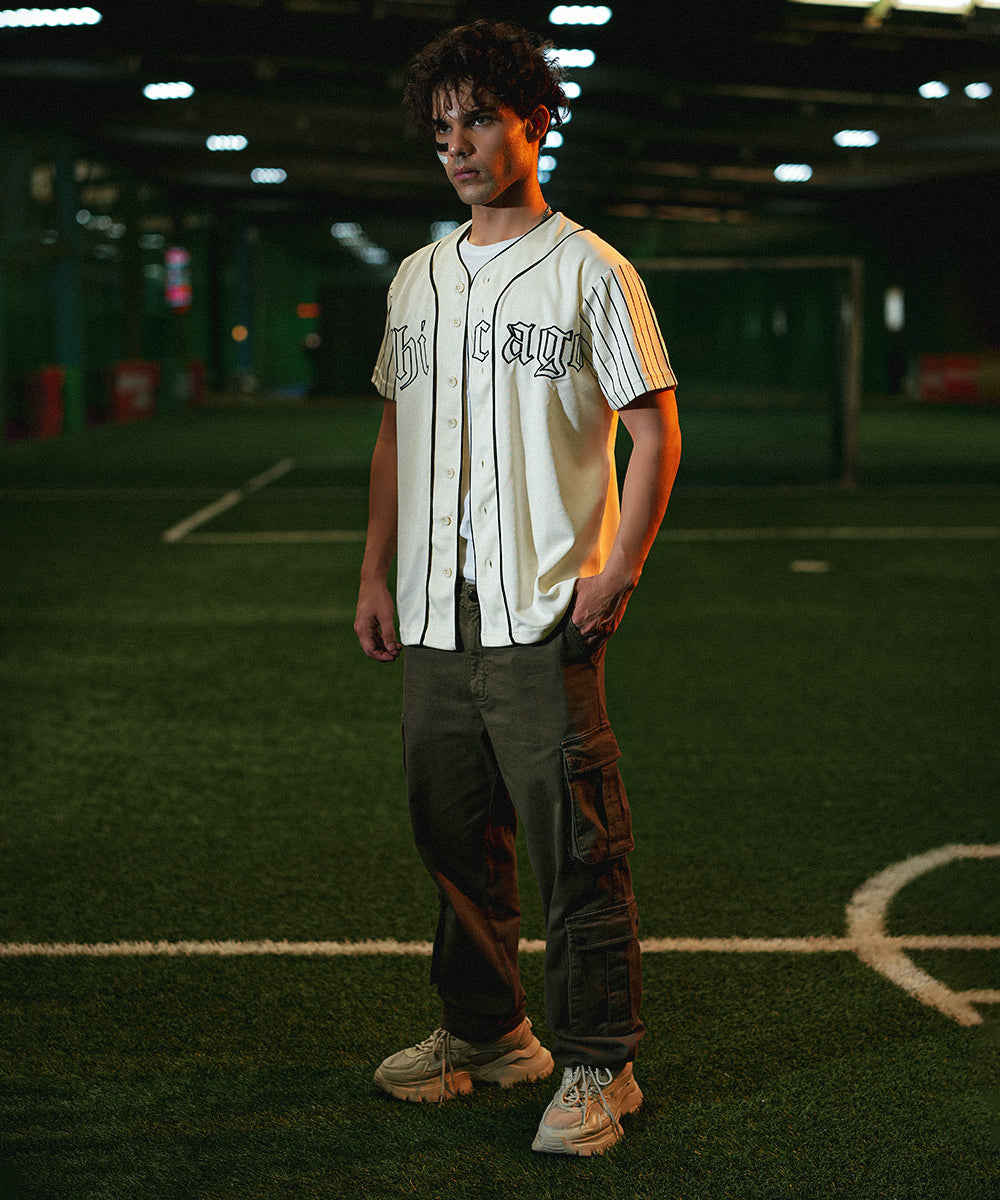 UNISEX Urban Stripe  Evo Chicago (Off- White) Baseball Jersey