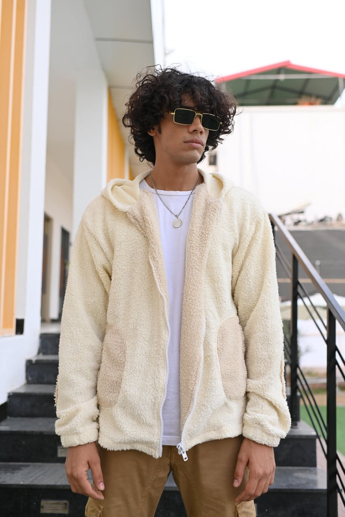 Evo Men Arctic Ivory Sherpa Zipper Hoodie