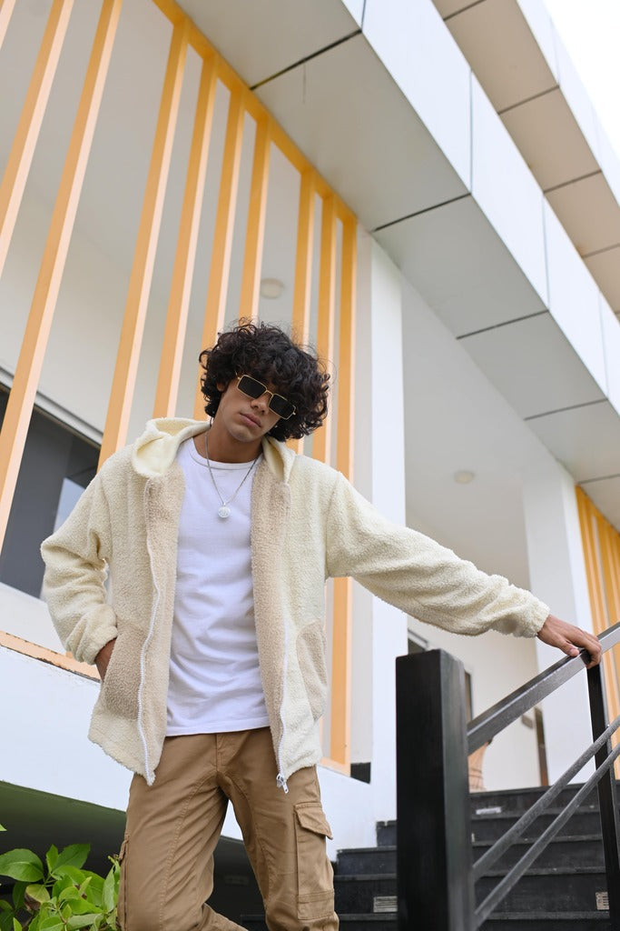Evo Men Arctic Ivory Sherpa Zipper Hoodie