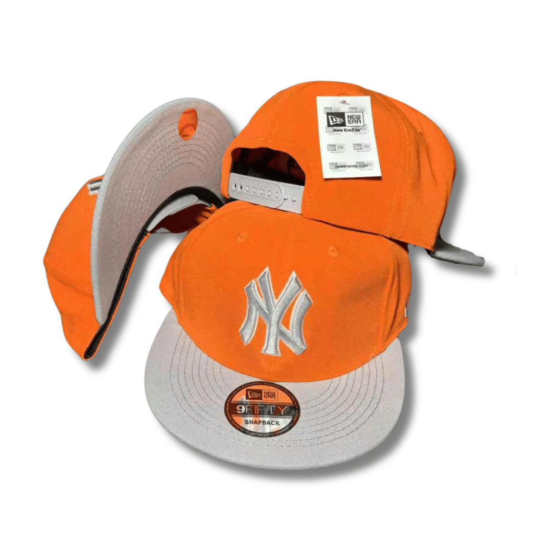 New York Yankees Orange with White Embroidered Logo and Gray Brim - Snapback Cap