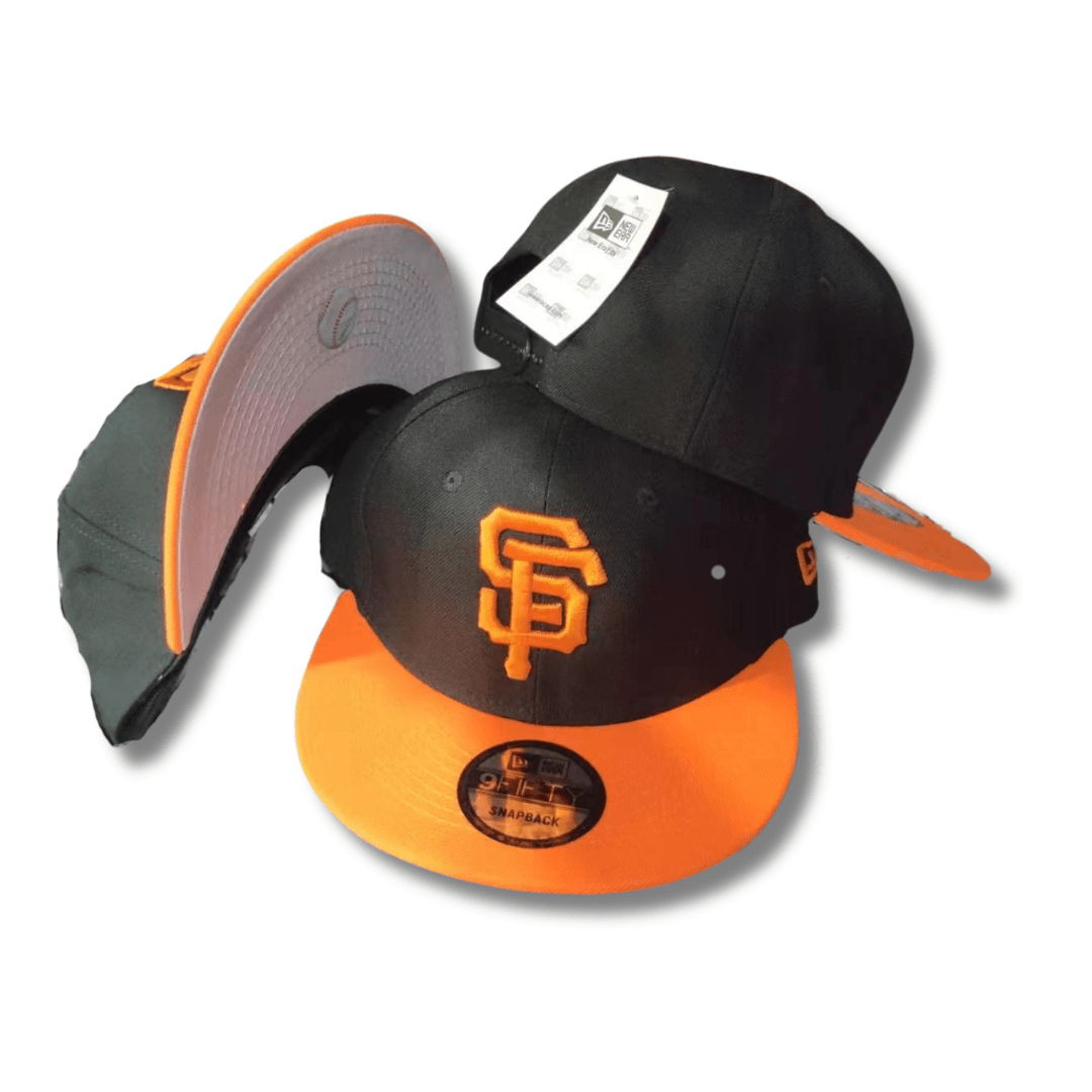 San Francisco Giants Black and Orange with Embroidered SF Logo - Snapback Cap