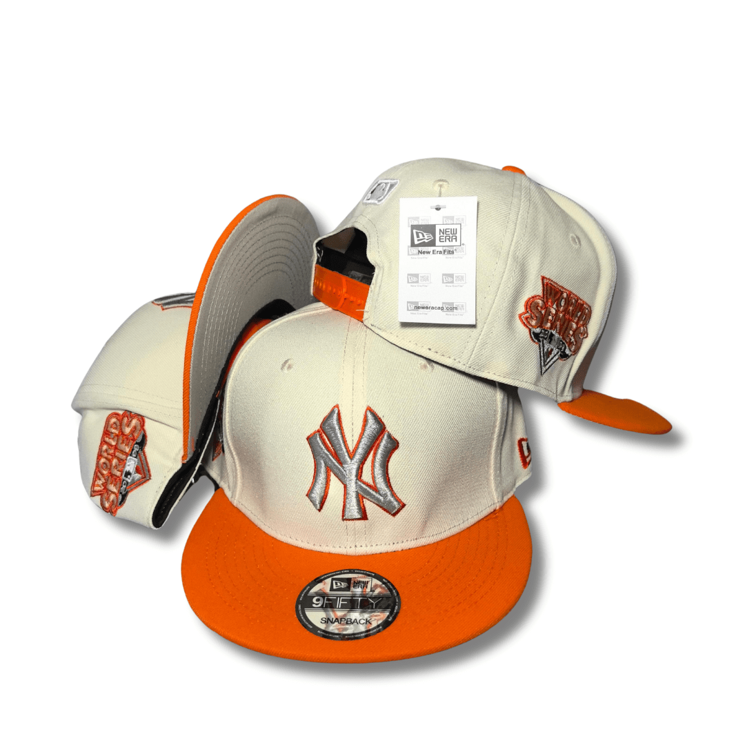New York Yankees Cream and Orange with World Series Patches - Snapback Cap