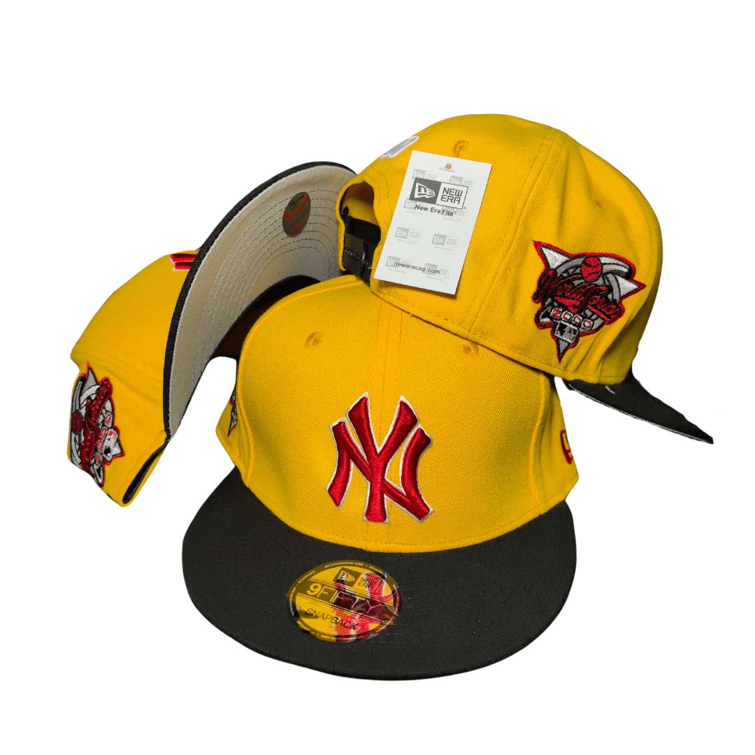 New York Yankees Yellow with Red Logo and Black Brim – Snapback Cap