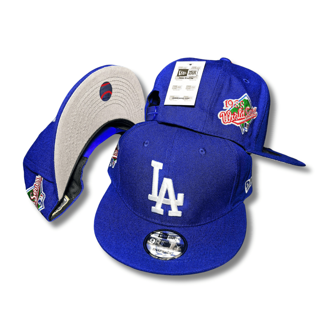 LA Dodgers with White Embroidered Logo and 1988 World Series Patch Royal Blue – Snapback Cap