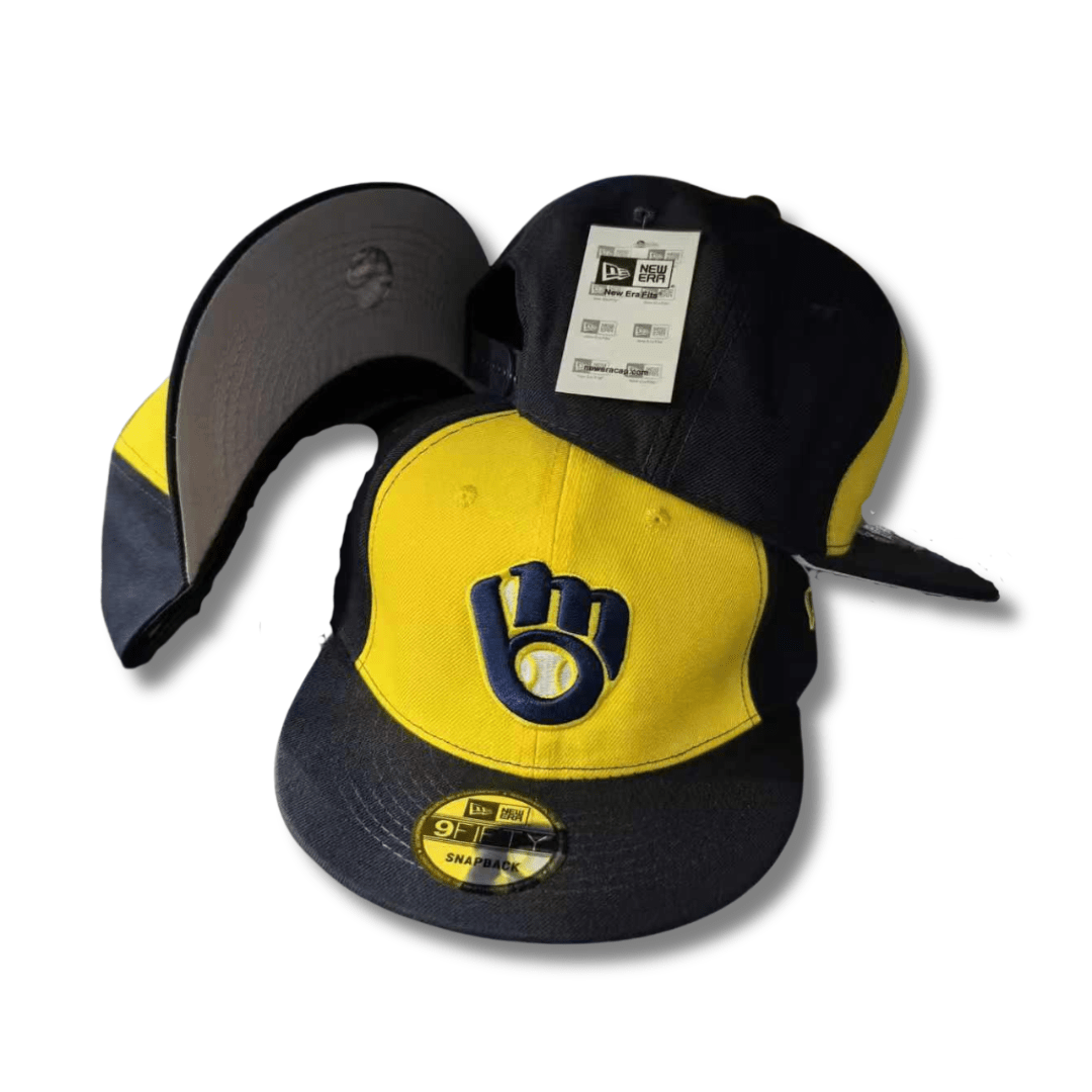 Milwaukee Brewers 9FIFTY Yellow with Navy Brim and Logo – Snapback Cap