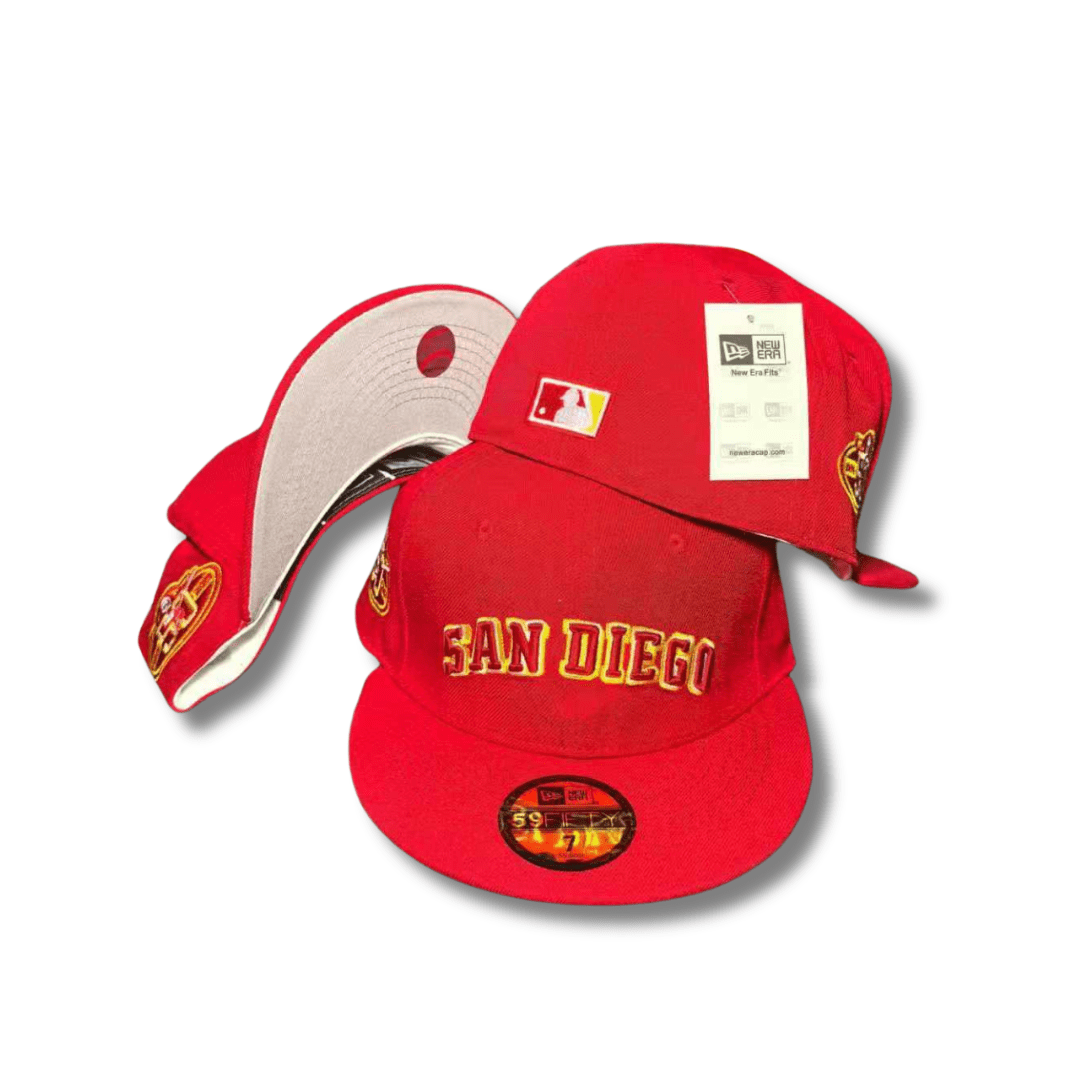 San Diego Padres City Flag Visor Clip Side-Patch Red Hat by New Era – Fitted Cap