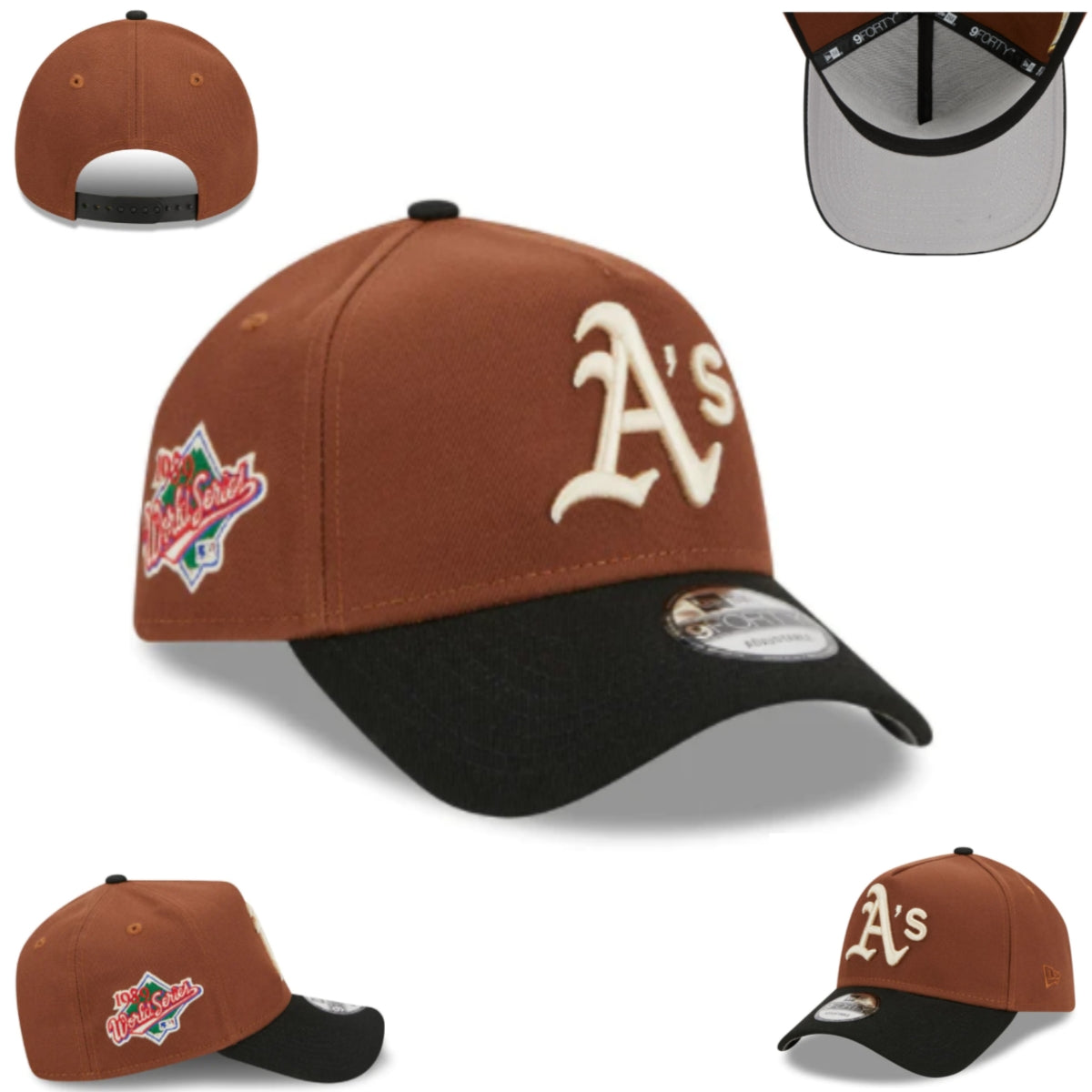 Oakland Athletics Brown and Black New Era Adjustable Hat with 1989 World Series Patch