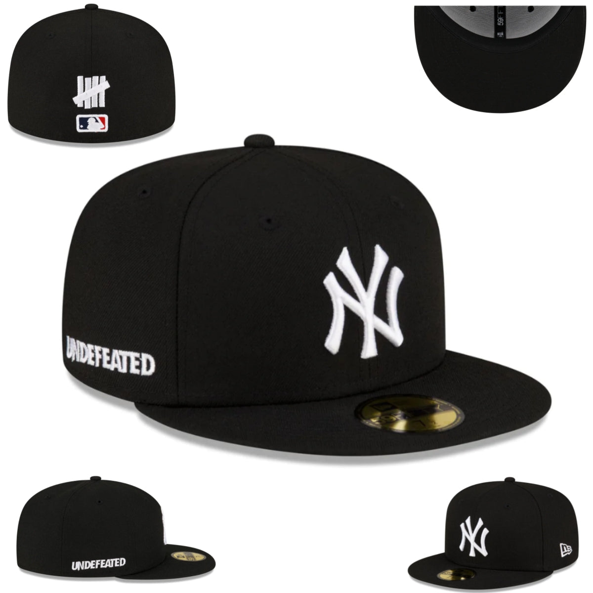 New York Yankees “Undefeated” Collaboration Fitted Hat – Black with White Logo and Branding