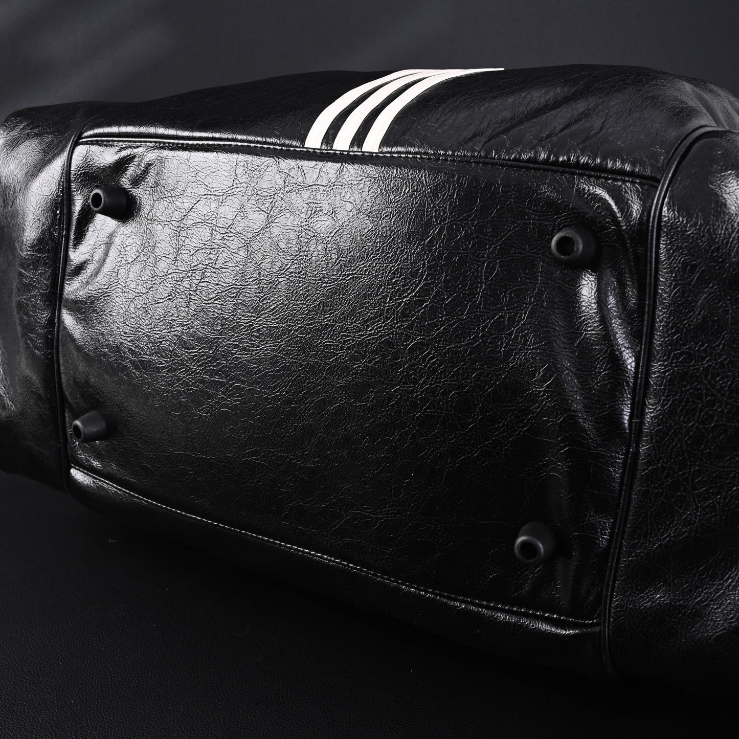 Balenciaga x adidas Large Duffel Travel Bag – Black with Trefoil Logo and Triple Stripes