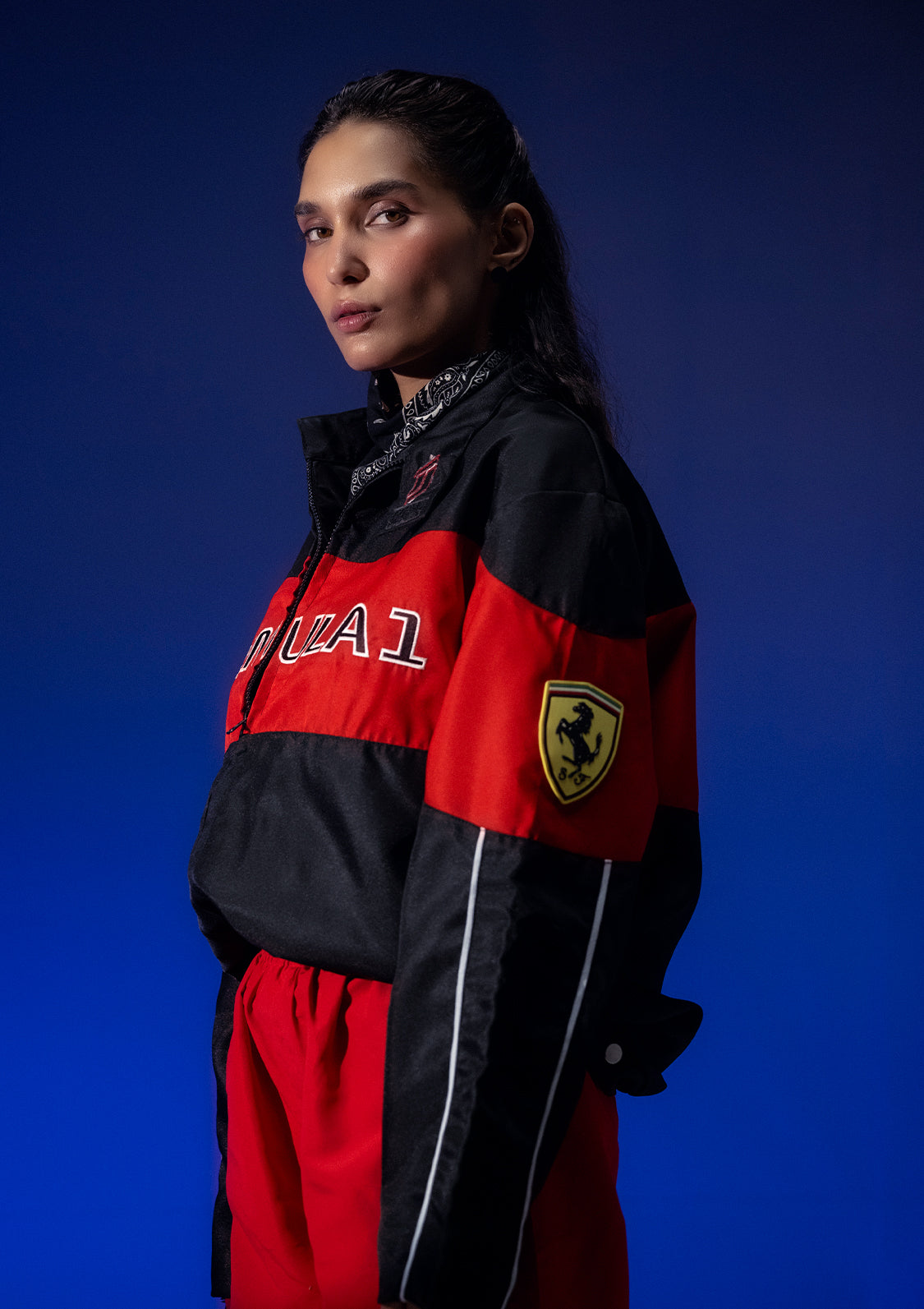 Evo Unisex Black & Red Racer Jacket