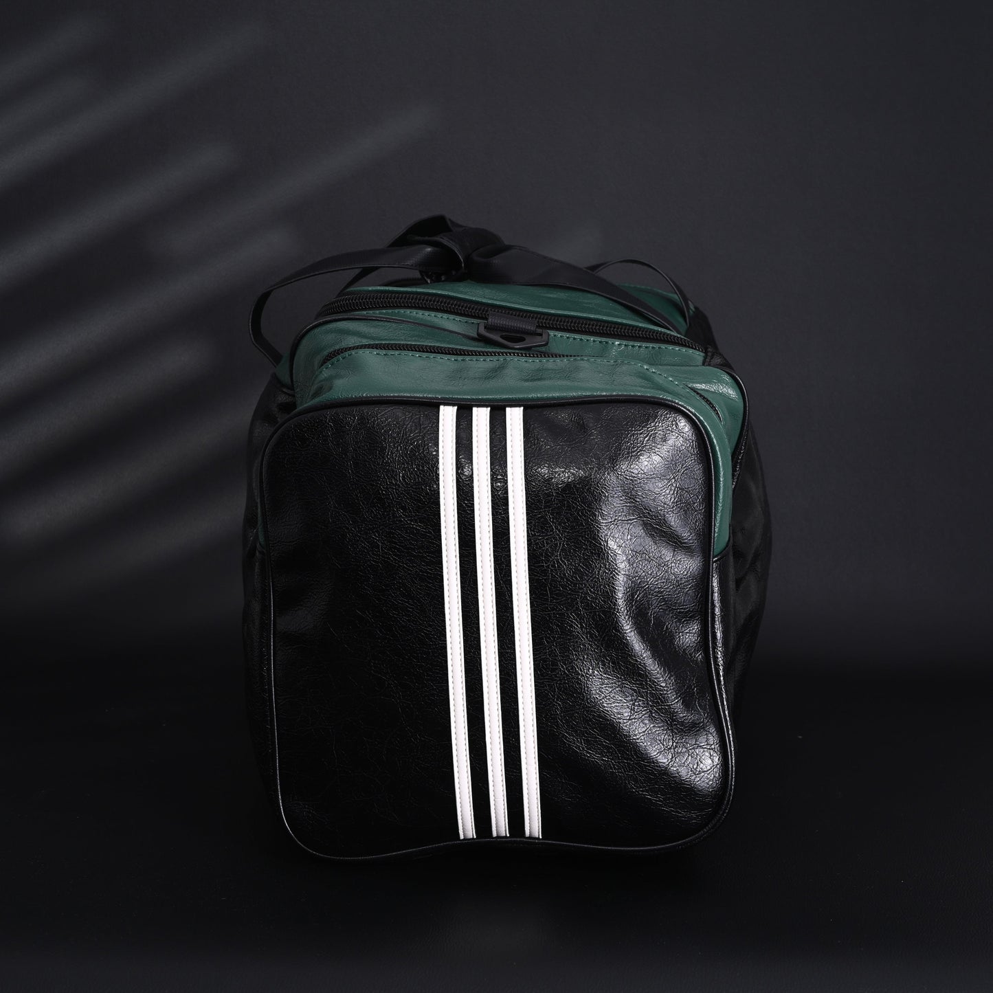 Balenciaga x adidas Large Duffel Travel Bag – Black & Green with Trefoil Logo and Triple Stripes