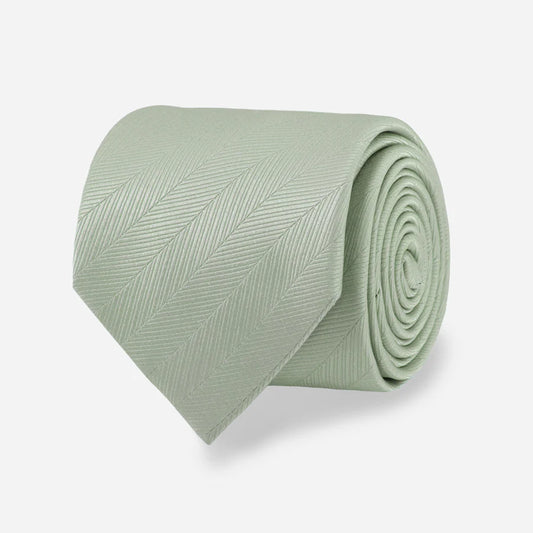 Herringbone Vow Sage Green Tie