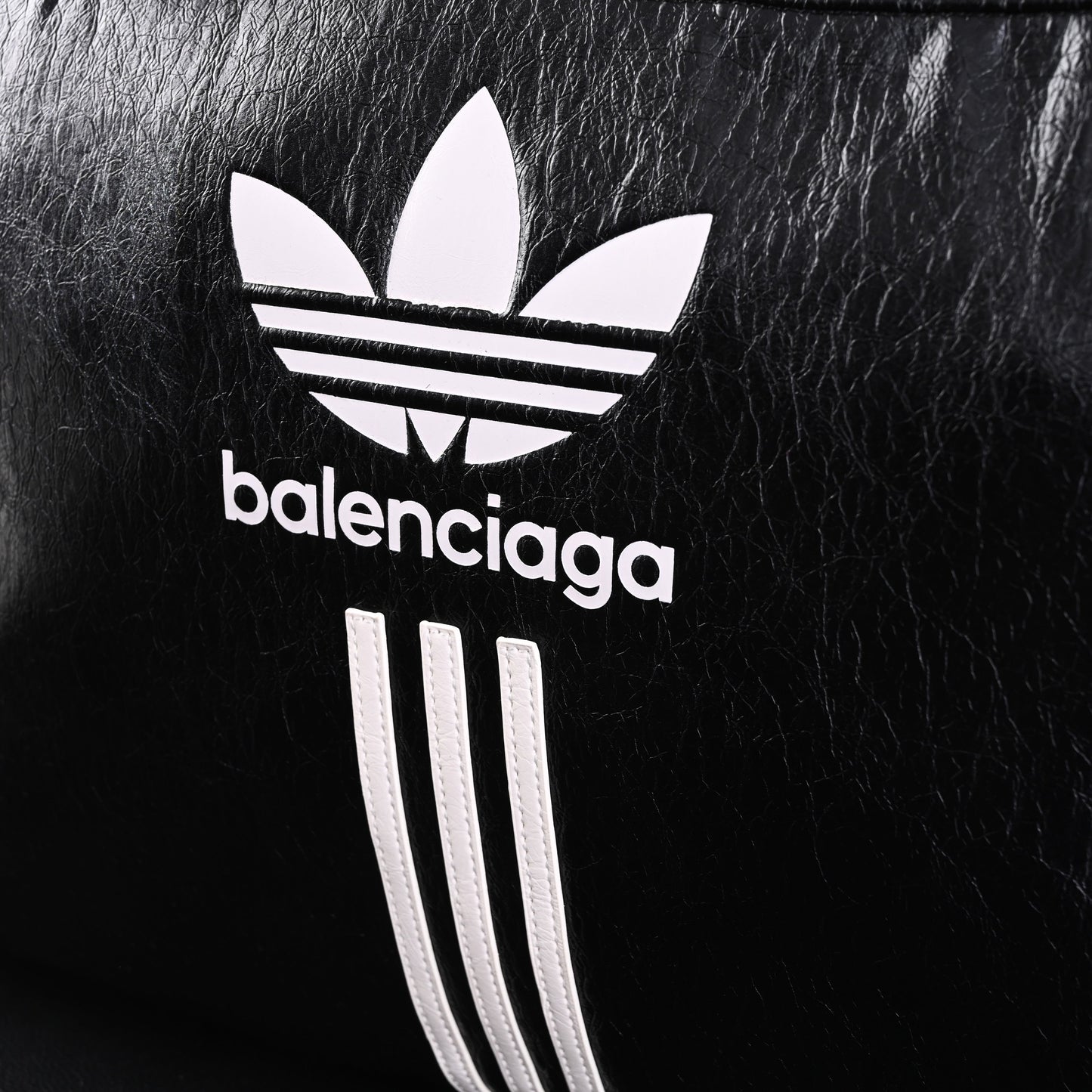 Balenciaga x adidas Large Duffel Travel Bag – Black with Trefoil Logo and Triple Stripes