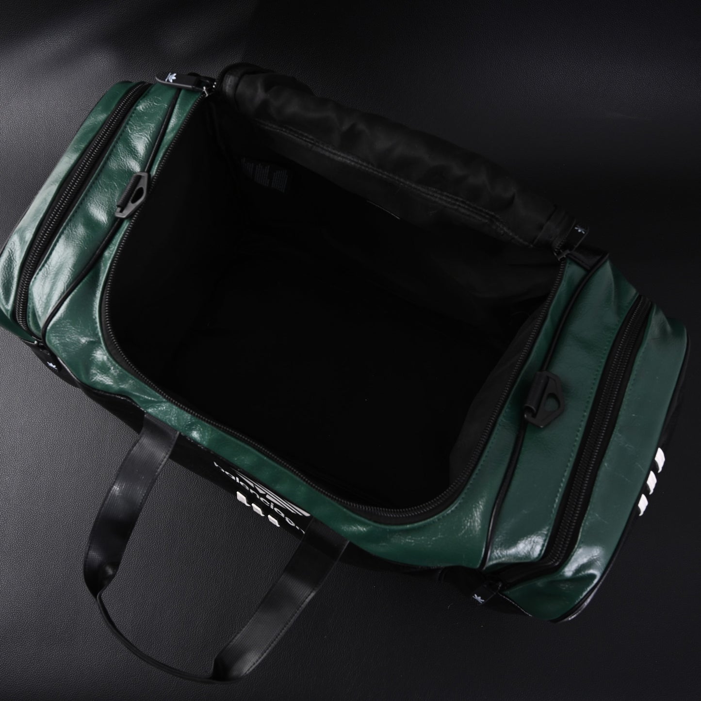 Balenciaga x adidas Large Duffel Travel Bag – Black & Green with Trefoil Logo and Triple Stripes